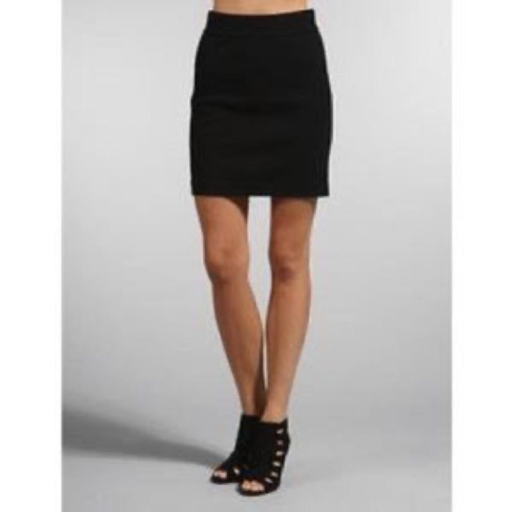 Citizens Of Humanity Tab Front Black Knit Pencil Mini Skirt